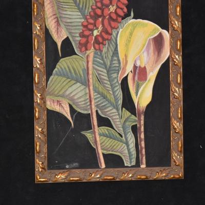 Exotic Botanical GICLEE Print in Beautiful Vintage Gold Tone Frame