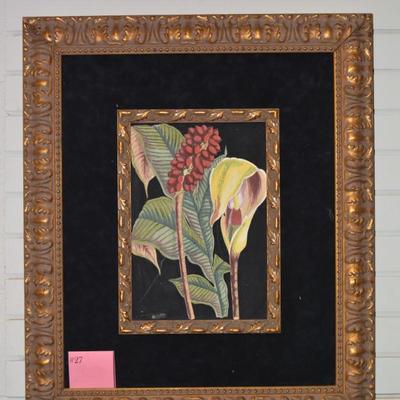 Exotic Botanical GICLEE Print in Beautiful Vintage Gold Tone Frame