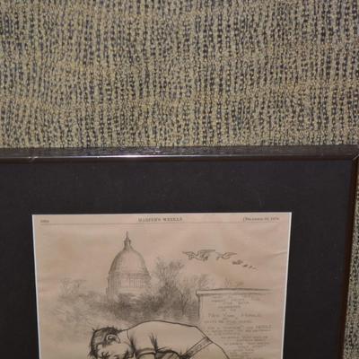 Framed and Matted Single Page Thomas Nast Political Illustration "Caesar, Now Be Still" Print