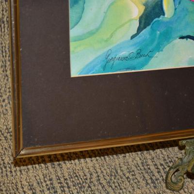 Vibrant Floral Signed Watercolor Framed & Matted Georgiana B.