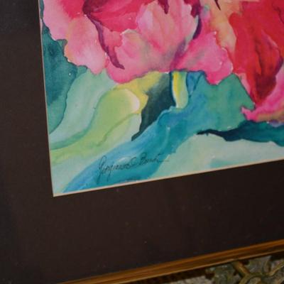 Vibrant Floral Signed Watercolor Framed & Matted Georgiana B.