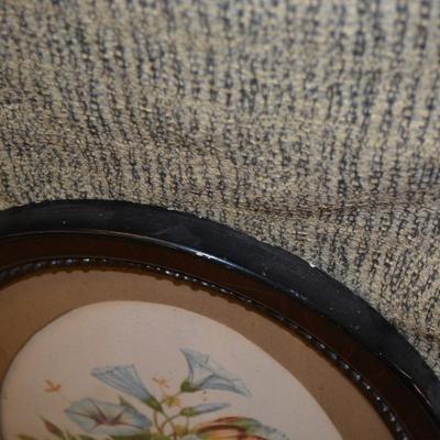 Vintage Pair of Convex Glass Floral Jean-Louis Prints