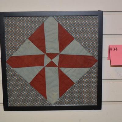 Framed Antique/Vintage Quilt Square 1852-1928