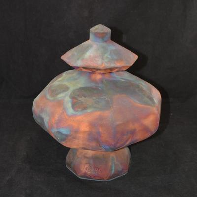 Vintage Raku Urn Felted Bottom & Lid '95