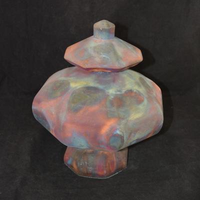 Vintage Raku Urn Felted Bottom & Lid '95