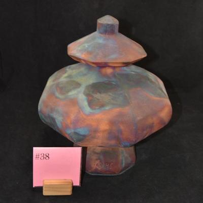 Vintage Raku Urn Felted Bottom & Lid '95