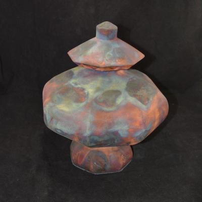 Vintage Raku Urn Felted Bottom & Lid '95