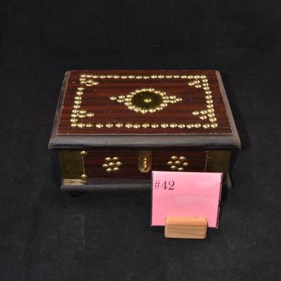 Wood & Brass Qatar Academy Lock Box with Leather Plaque