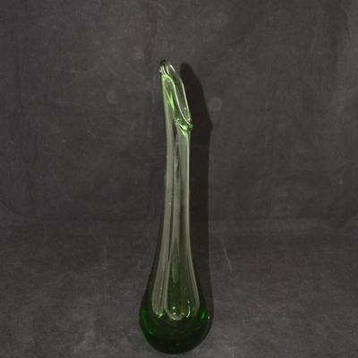 Green MCM Slung Glass Vase 12.25" Tall