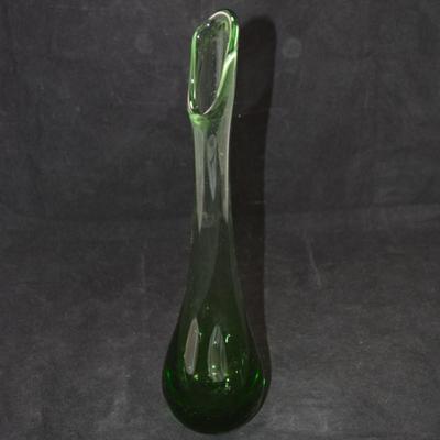 Green MCM Slung Glass Vase 12.25" Tall