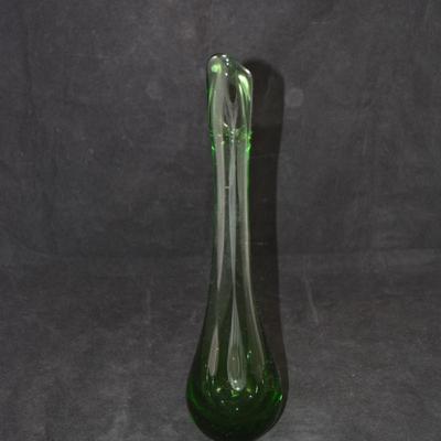Green MCM Slung Glass Vase 12.25" Tall