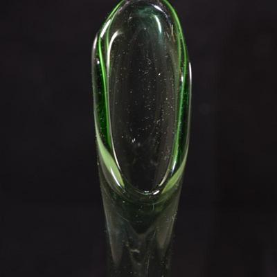 Green MCM Slung Glass Vase 12.25" Tall