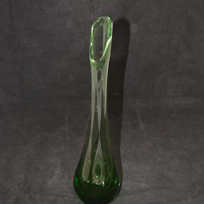 Green MCM Slung Glass Vase 12.25" Tall