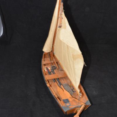 Vintage Wooden Fishing Sailboat 14"x13"x5"