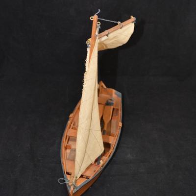Vintage Wooden Fishing Sailboat 14"x13"x5"