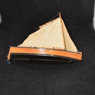 Vintage Wooden Fishing Sailboat 14"x13"x5"