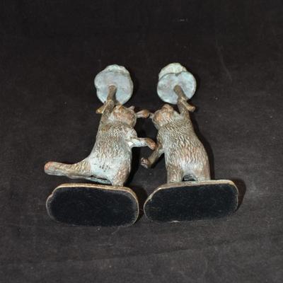 Set of 2 Brass Bunny Rabbit Candle Sticks