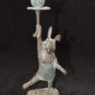 Set of 2 Brass Bunny Rabbit Candle Sticks