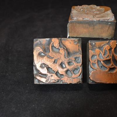 Vintage Copper Type Set Chicken Stamps