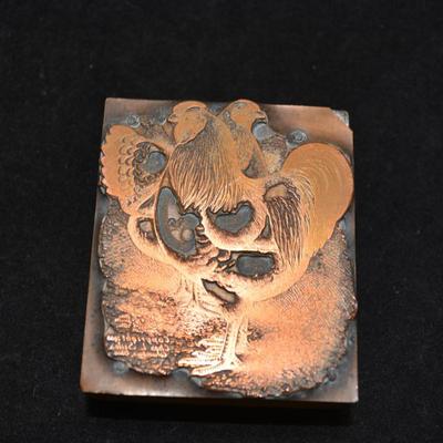 Vintage Copper Type Set Chicken Stamps
