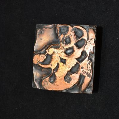 Vintage Copper Type Set Chicken Stamps