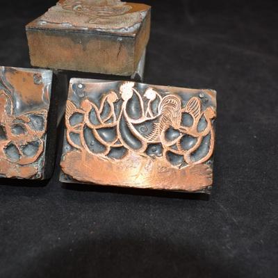 Vintage Copper Type Set Chicken Stamps