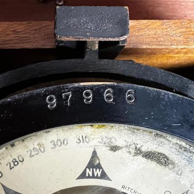 807 WWII U.S. Navy Ritchie & Sons Boston Ships Compass in Case