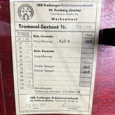 808 Vintage Freiberger Trommel-Sextant Made in German Democratic Republic in Case