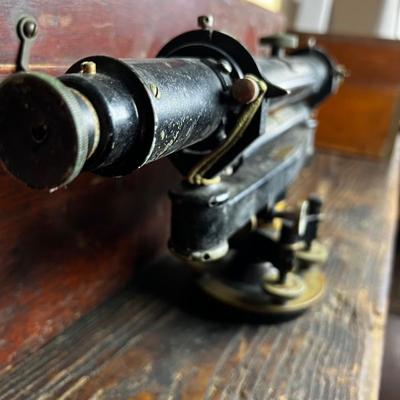 814 Antique Buff MFG. Co. Boston Surveyor Transit Level with Case