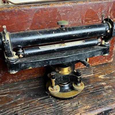 814 Antique Buff MFG. Co. Boston Surveyor Transit Level with Case