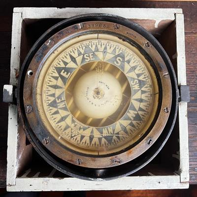 818 Antique Ritchie Compass with Stand