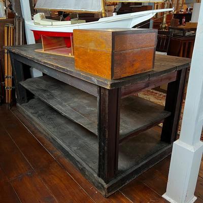 820 Large Antique Table with Shelves.