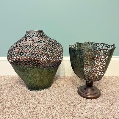 Ornate Metal Vases (B3-RG)