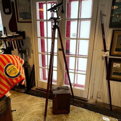 821 Antique A.S. Aloe & Company Surveyor Transit Level and Compass with Tripod & Case