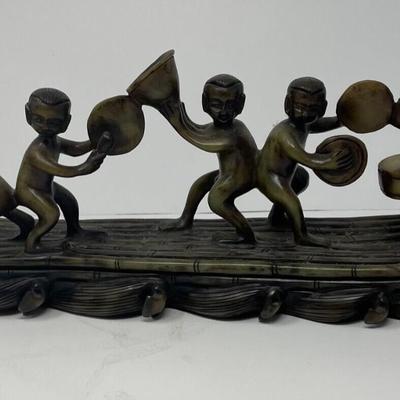 Mid 20th Century Chinese / Asian Boat with Men Playing Music