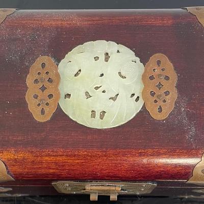 Vintage Chinese Jewelry Box with Jade /Locker