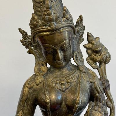 Tibetan Gilt Brass Bhumi Devi Sculpture