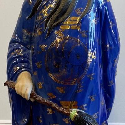 Vintage tall Chinese Glazed porcelain / Male figurine