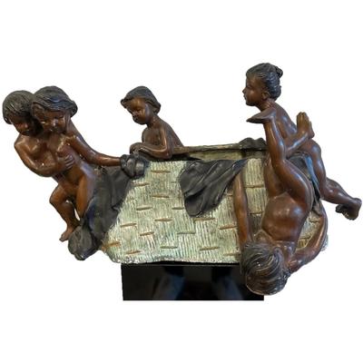 After Maitland Smith Art DÃ©cor Bronze Planter statue playing kids