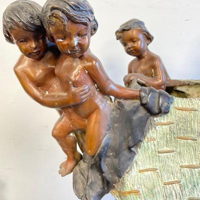 After Maitland Smith Art DÃ©cor Bronze Planter statue playing kids