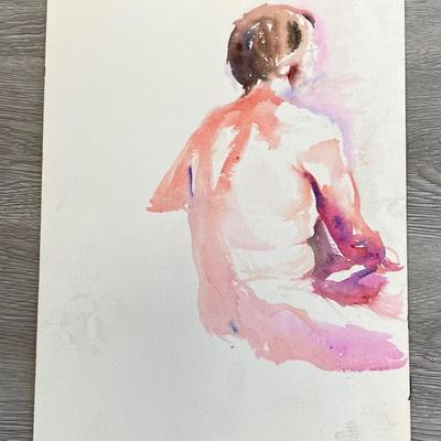 Female Erotic Nude Watercolor Sketch