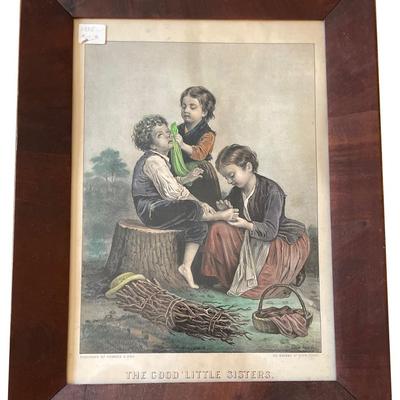 Litho, Currier & Ives, The Good Little Sisters
