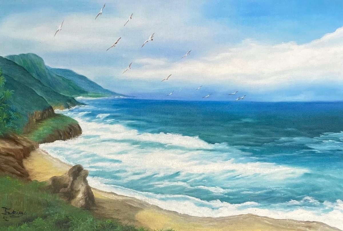 Obscure artist Seascape Unframed Oil Painting | EstateSales.org