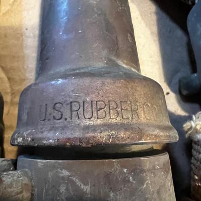 N831 Vintage U.S. Rubber Co. Fire Nozzle & Hose