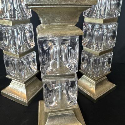 Glass Pillar Candlestick Holders