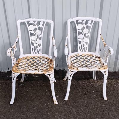 Cast Iron & Aluminum Outdoor Dining Table w/ 2 Chairs