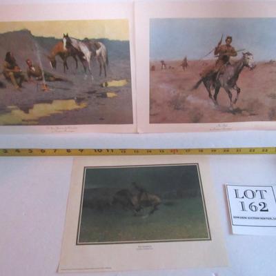 3 Vintage Remington Prints: The Stampede, New Year on the Cimarron, The Flight