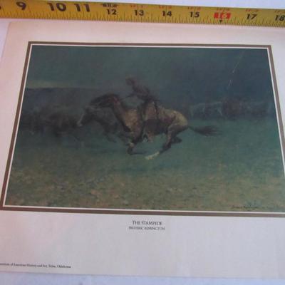 3 Vintage Remington Prints: The Stampede, New Year on the Cimarron, The Flight