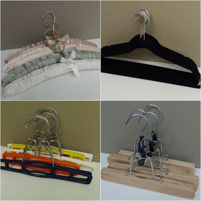 Satin and Velvet Top Hangers w/ Wooden Bottom Hangers (PC2-BBL)