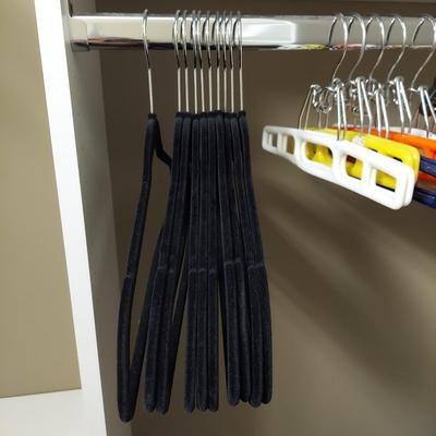 Satin and Velvet Top Hangers w/ Wooden Bottom Hangers (PC2-BBL)
